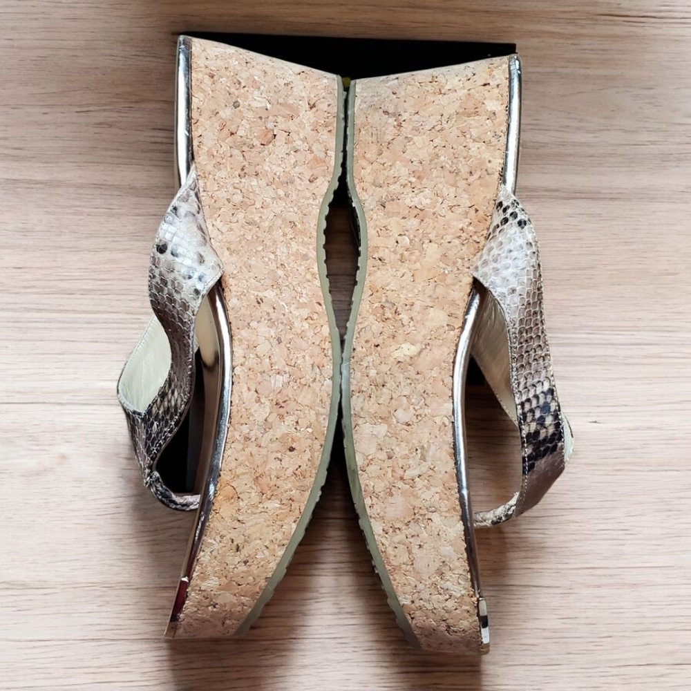 Jimmy Choo Python Embossed Leather Gold & Brown C… - image 4